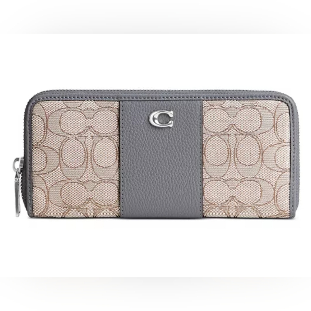 Coach Boxed Long Zip Around Wallet In Signature Jacquard